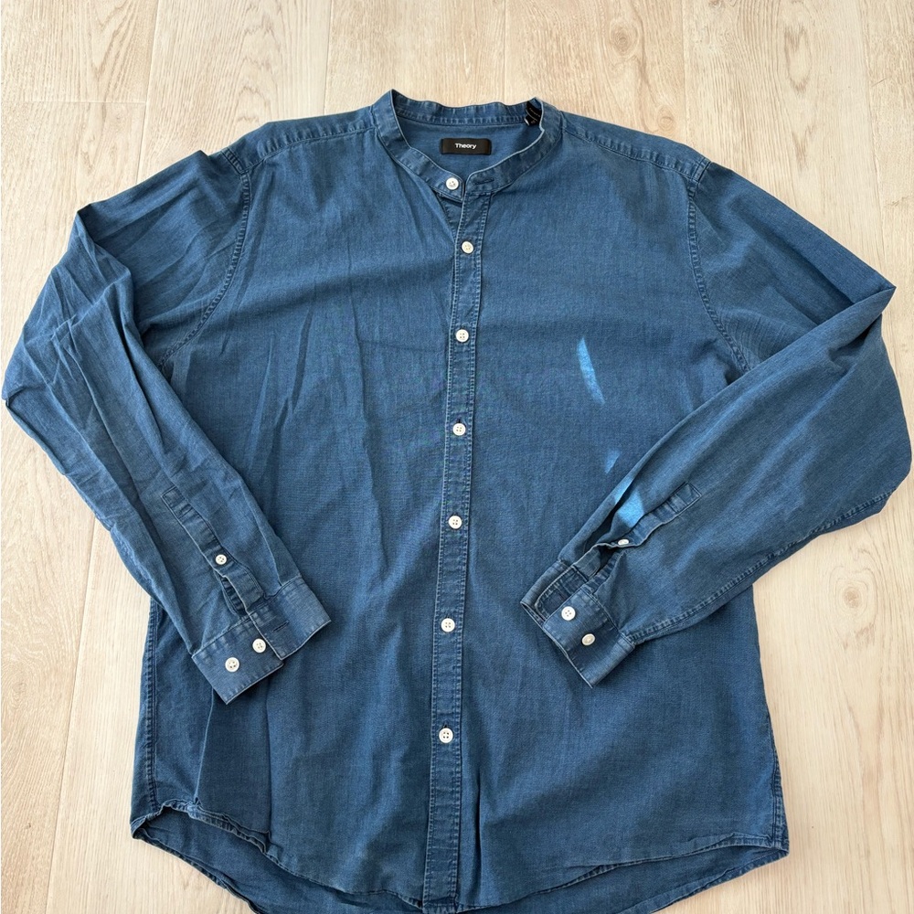 Theory Men's Indigo Button Down Shirt XL